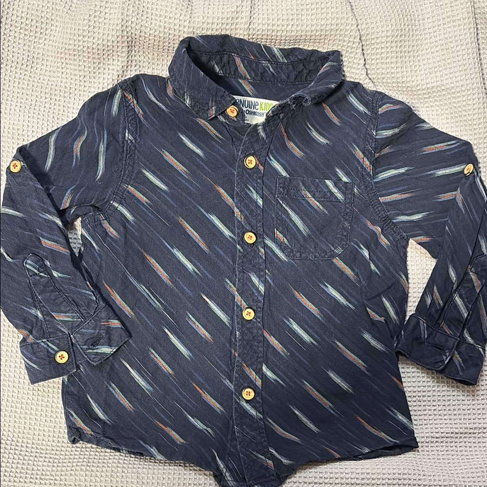 OshKosh B'gosh Blue and Orange Striped Button Down Shirt